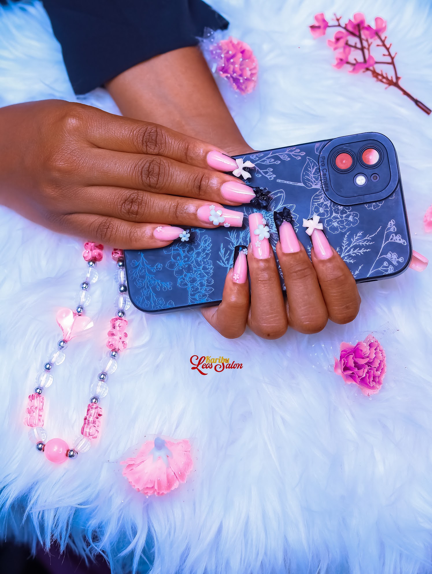3D floral nail art